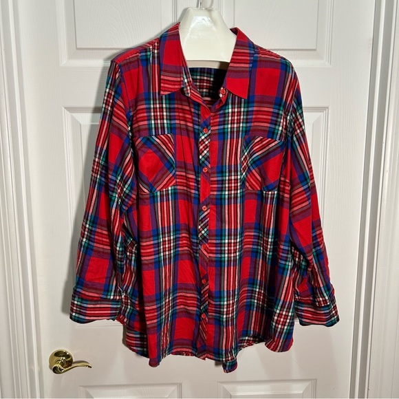 Terra & Sky Tops - Terra & Sky Colorful Plaid Button Down Shirt